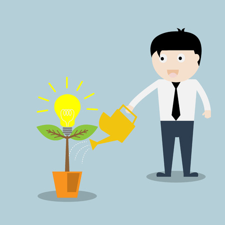 Business man Water the Bulb Idea Plant Business Concept Vectorのイラスト素材