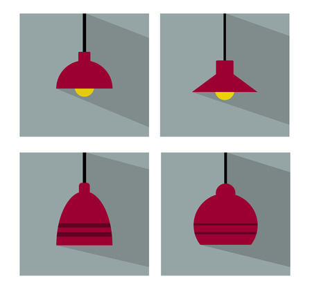 Ceiling Lamp Set Flat Icon with Long Shadow Vectorのイラスト素材