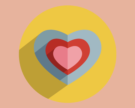 Heart Shape Flat Icon with Long Shadow Vector Illustratorのイラスト素材