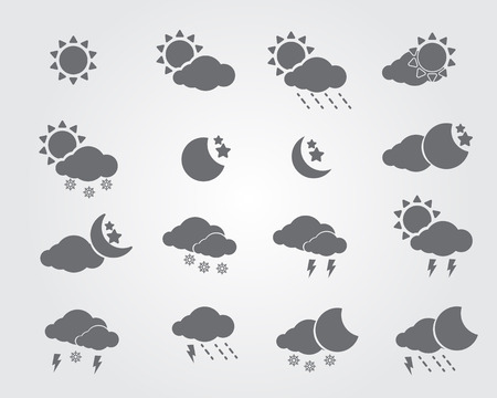weather icons set,set of sun moon weather in gray color  vector illustrationのイラスト素材