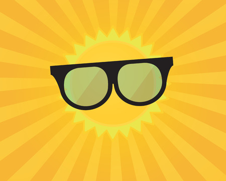 Summer Background ,Sun with Sunburst and Sunglasses Vector Illustrationのイラスト素材