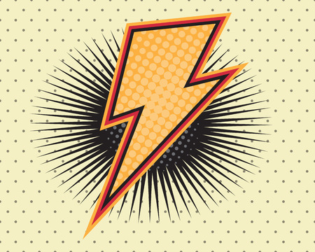 Thunder Bolt Lighting Pop art Comic Book Background Vector Illustrationのイラスト素材