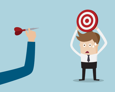 Businessman Holding Target On Head For Dart From Bossのイラスト素材