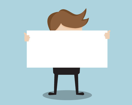 Businessman Show Blank Paper Front Cartoon Vector Illustrationのイラスト素材