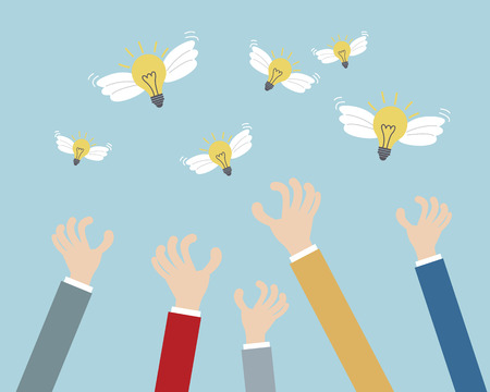 Hands Grab Bulb Idea Business Concept Cartoon Vector Illustrationのイラスト素材