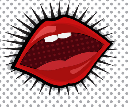 Mouth Pop art Comic Book Background Vector Illustrationのイラスト素材