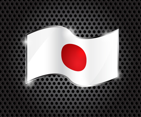 Glossy Japan Flag on Dark Gray Background Vector Illustrationのイラスト素材