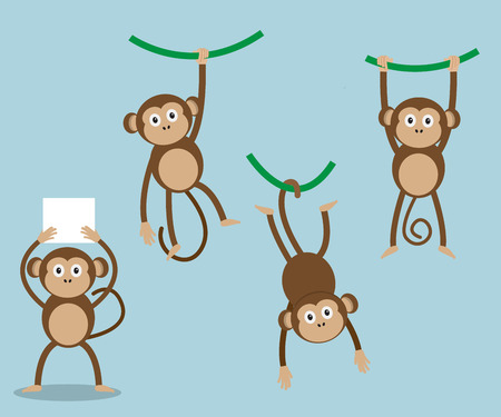 set of monkey,year of monkey cartoon vector illustrationのイラスト素材