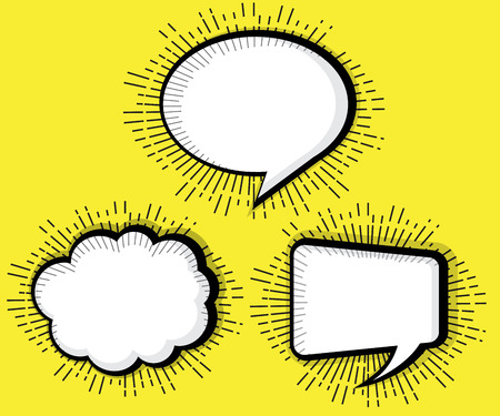 set of blank pop art, comic book speech bubble vector illustrationのイラスト素材