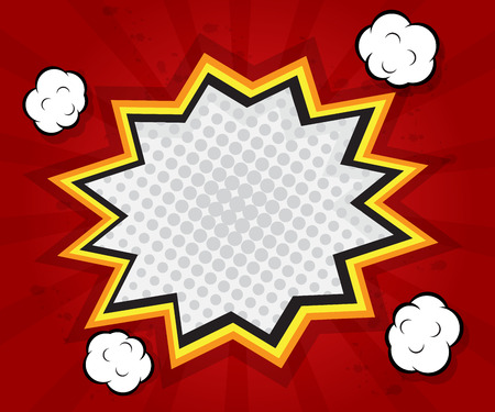 abstract explode  boom blank speech bubble pop art, comic book on red  background vector illustrationのイラスト素材