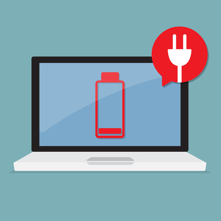 low battery icon alert with laptop vector illustrationのイラスト素材
