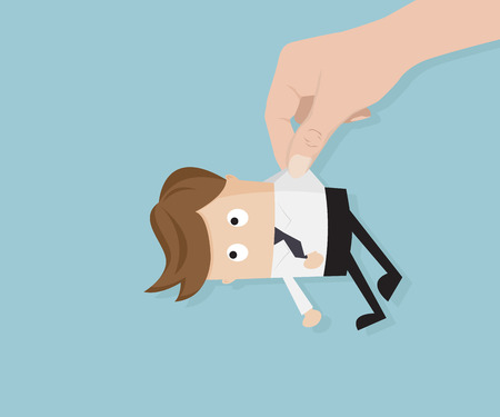 Human Hand Picking Up Businessman Vector Illustrationのイラスト素材