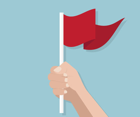 Human Hand Holding with Red Flag Vector Illustrationのイラスト素材