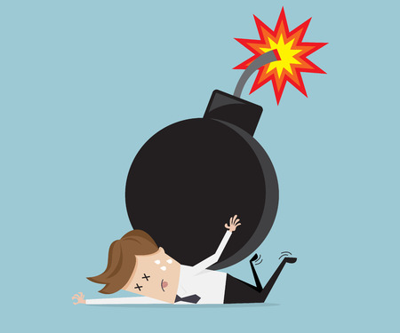 businessman with bomb over his back, business concept vector illustrationのイラスト素材