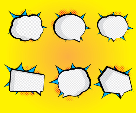 set of blank speech bubble pop art, comic book vector illustrationのイラスト素材