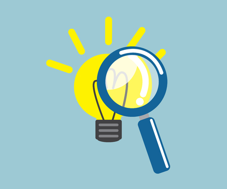 magnifying glass with light bulb idea vector illustrationのイラスト素材
