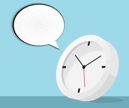 clock icon with speech bubble and halftone background vector illustrationのイラスト素材