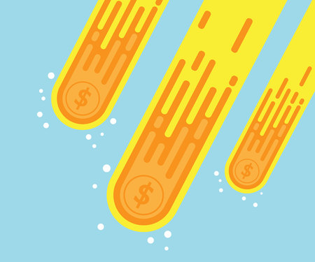 falling meteor with money coins flat design vector illustrationのイラスト素材