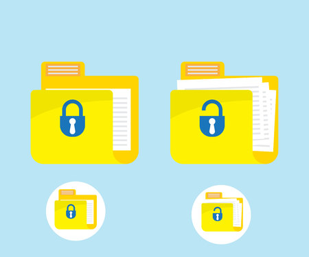 folder locked and unlocked icon vector illustrationのイラスト素材