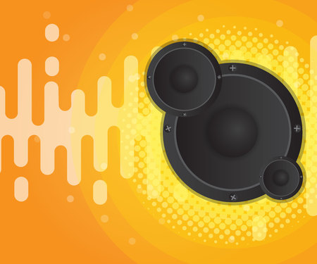 abstract sound wave with speaker and halftone background vector illustrationのイラスト素材