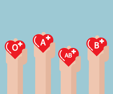 Blood donation concept with heart shape in human hand vector illustrationのイラスト素材