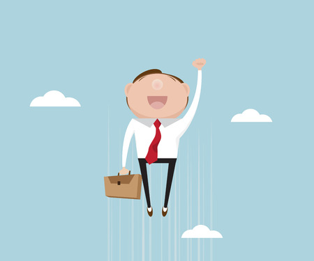 businessman flying cartoon character, business concept vector illustrationのイラスト素材