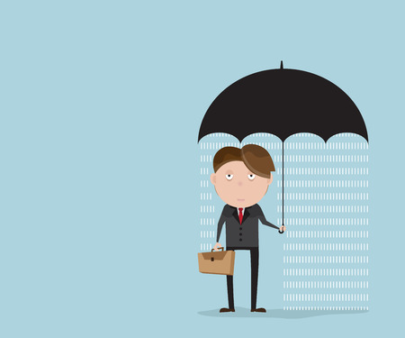 Businessman with rainy day under umbrella cartoon vector illustrationのイラスト素材