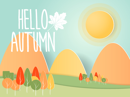 Abstract autumn nature paper art vector illustrationのイラスト素材