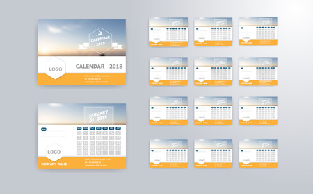 illustration of 2018 calendar template vector backgroundのイラスト素材
