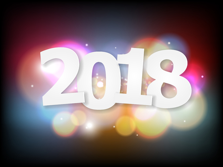 Illustration vector of abstract 2018 happy new year colorful bokeh backgroundのイラスト素材