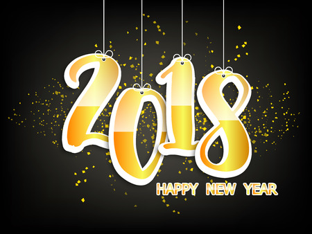 illustration of happy new year 2018 with golden paper vector backgroundのイラスト素材