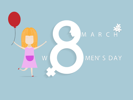 Illustration of 8 march international women's day greeting card cartoon backgroundのイラスト素材