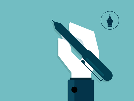 Illustration of human hand holding a pen flat designのイラスト素材
