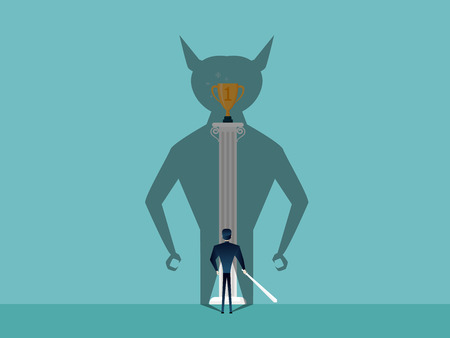 illustration of businessman fighting his shadow business conceptのイラスト素材