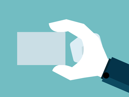 Illustration of human hand holding blank paper vector background.のイラスト素材