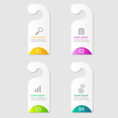Illustration of hanging label infographic elements layout 4 options vector backgroundのイラスト素材