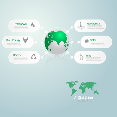 infographics of green energy in the world vector illustration のイラスト素材