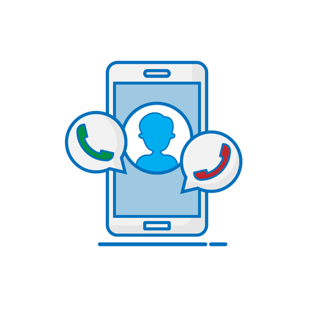 smartphone with personal contact flat design vector backgroundのイラスト素材