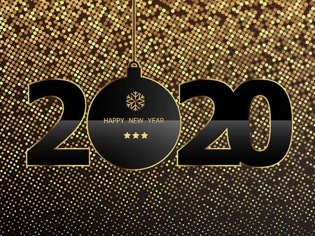 abstract 2020 happy new year golden background vector illustrationのイラスト素材