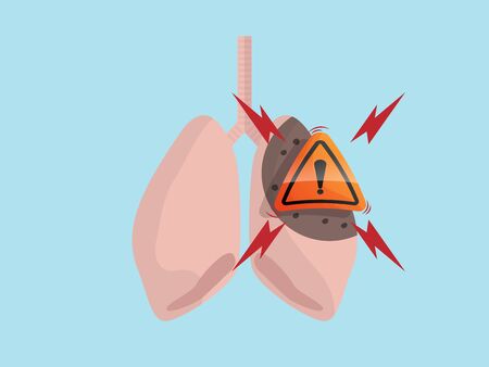 attention on human lung ncov virus detector vector illustration flat designのイラスト素材
