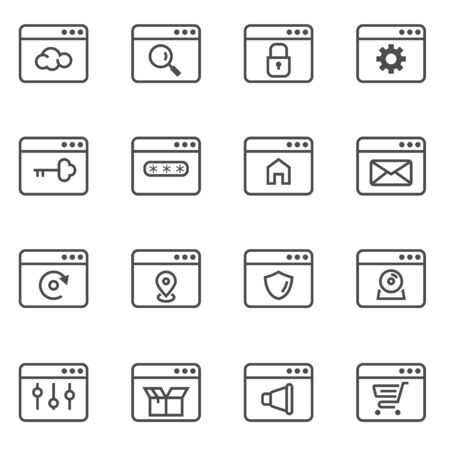 web interface simple thin line icons set vector illustrationのイラスト素材