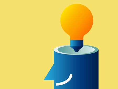 idea bulb in head cartoon vector illustration
