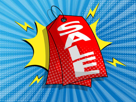 comic zoom background with sale tag label vector illustrationのイラスト素材