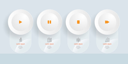 abstract horizontal timeline infographics 4 steps for business and presentation vector illustration backgroundのイラスト素材