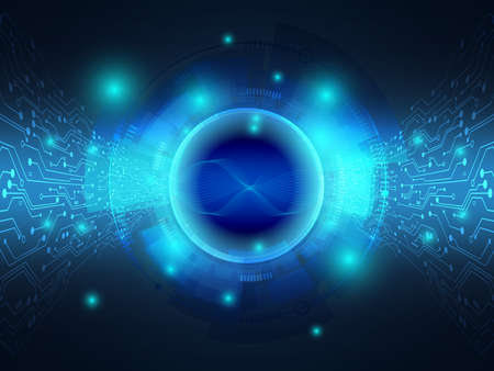 abstract blue technology background data transfer with circuit vector illustrationのイラスト素材