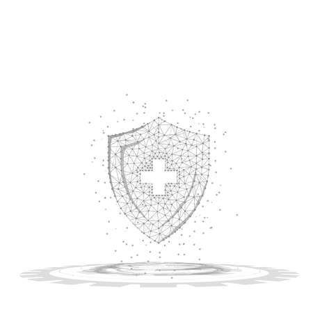 healthcare medical  protection technology background. grey futuristic shield wire low poly vector illustrationのイラスト素材