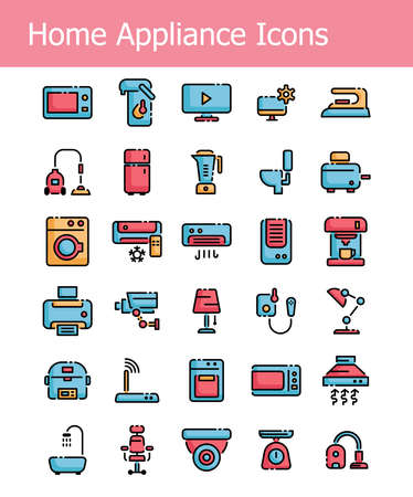 30 home appliance simple filled outline icons pack vector illustrationのイラスト素材