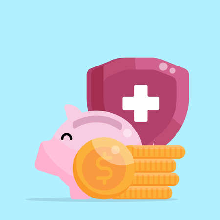 money saving piggybank coin vector illustration flat designのイラスト素材