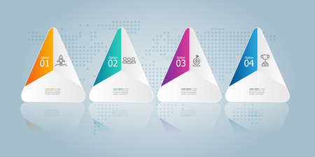 hexagon timeline infographics element presentation with business icon 4 steps vector illustration backgroundのイラスト素材