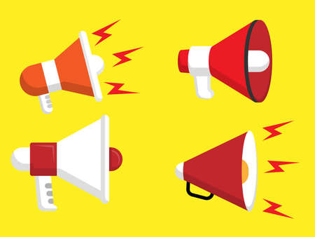 set of horn, megaphone flat design vector illustrationのイラスト素材